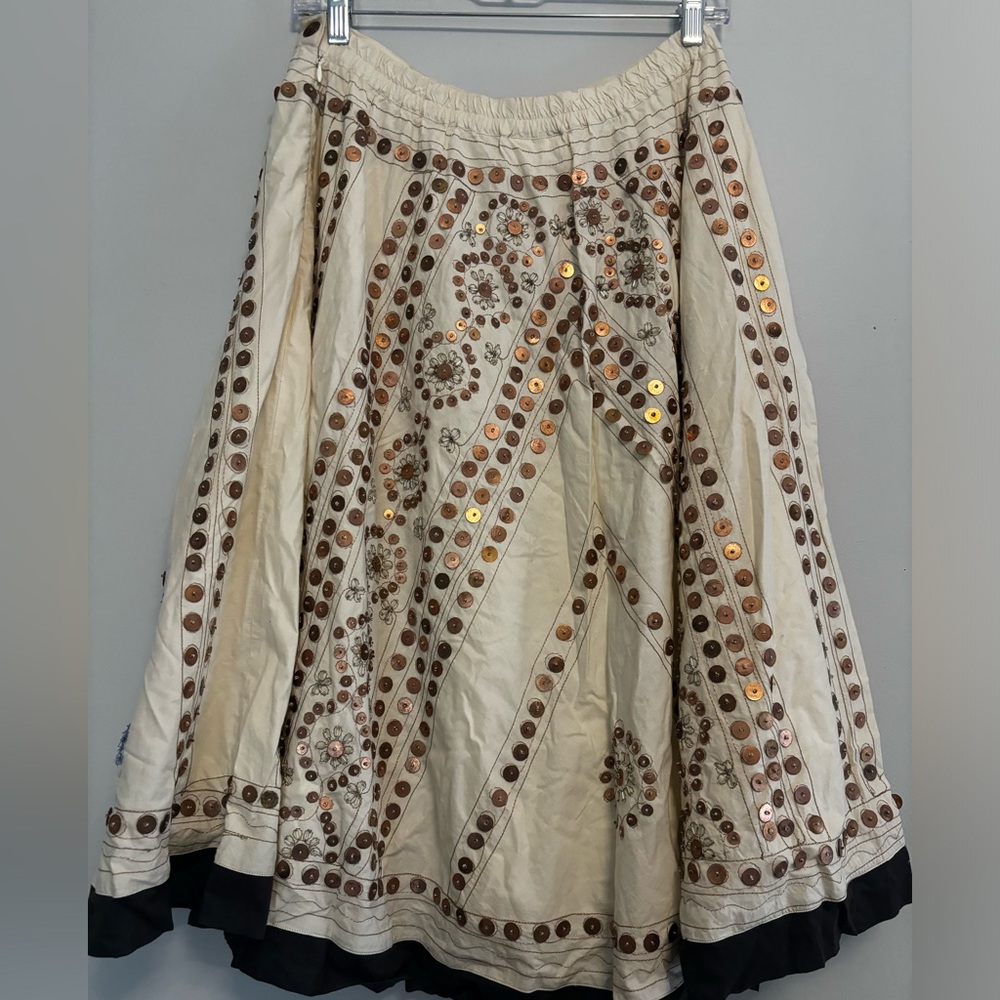 Soft Surroundings Cotton Embellished Skirt Size Medium Y2K - Picture 3 of 10